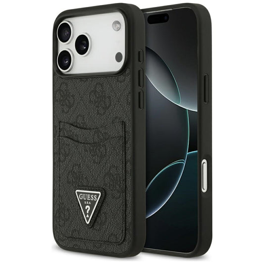 Ovitek za Apple iPhone 17 Pro Max, Guess, 4G Double Card Triangle, črn