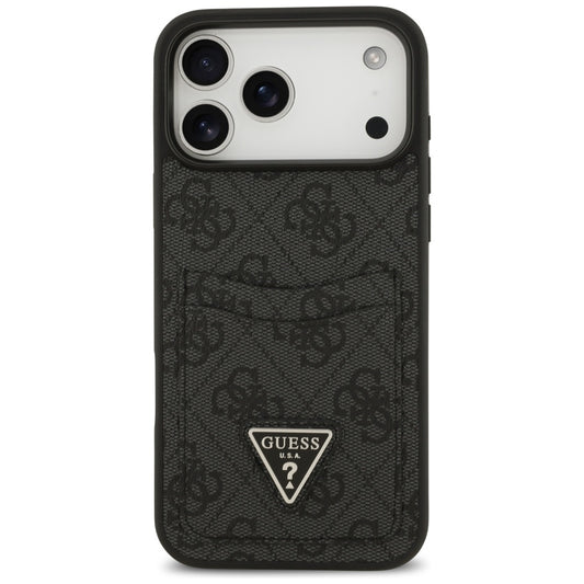 Ovitek za Apple iPhone 17 Pro Max, Guess, 4G Double Card Triangle, črn