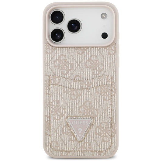 Ovitek za Apple iPhone 17 Pro Max, Guess, 4G Double Card Triangle, Roza