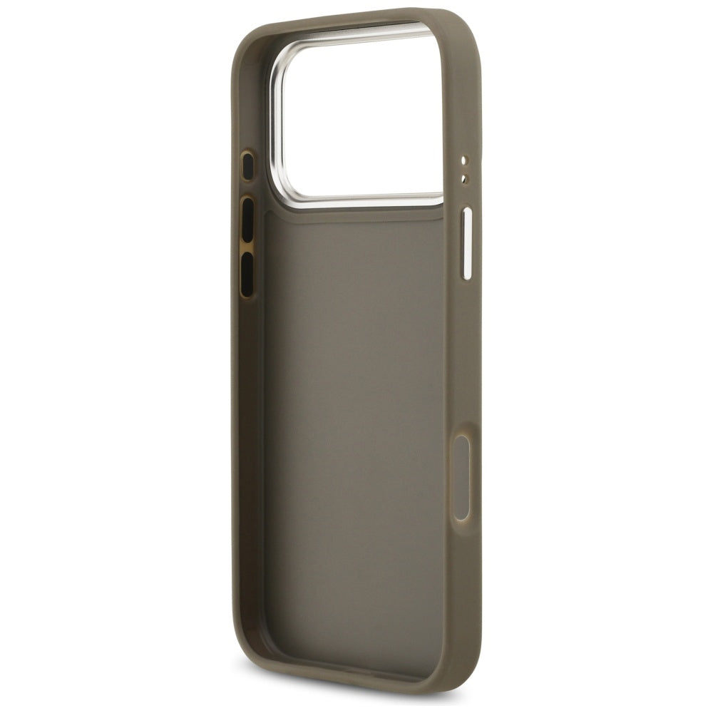 Ovitek za Apple iPhone 17 Pro Max, Guess, 4G Grained Big And Classic Logo, Srebrno rjava