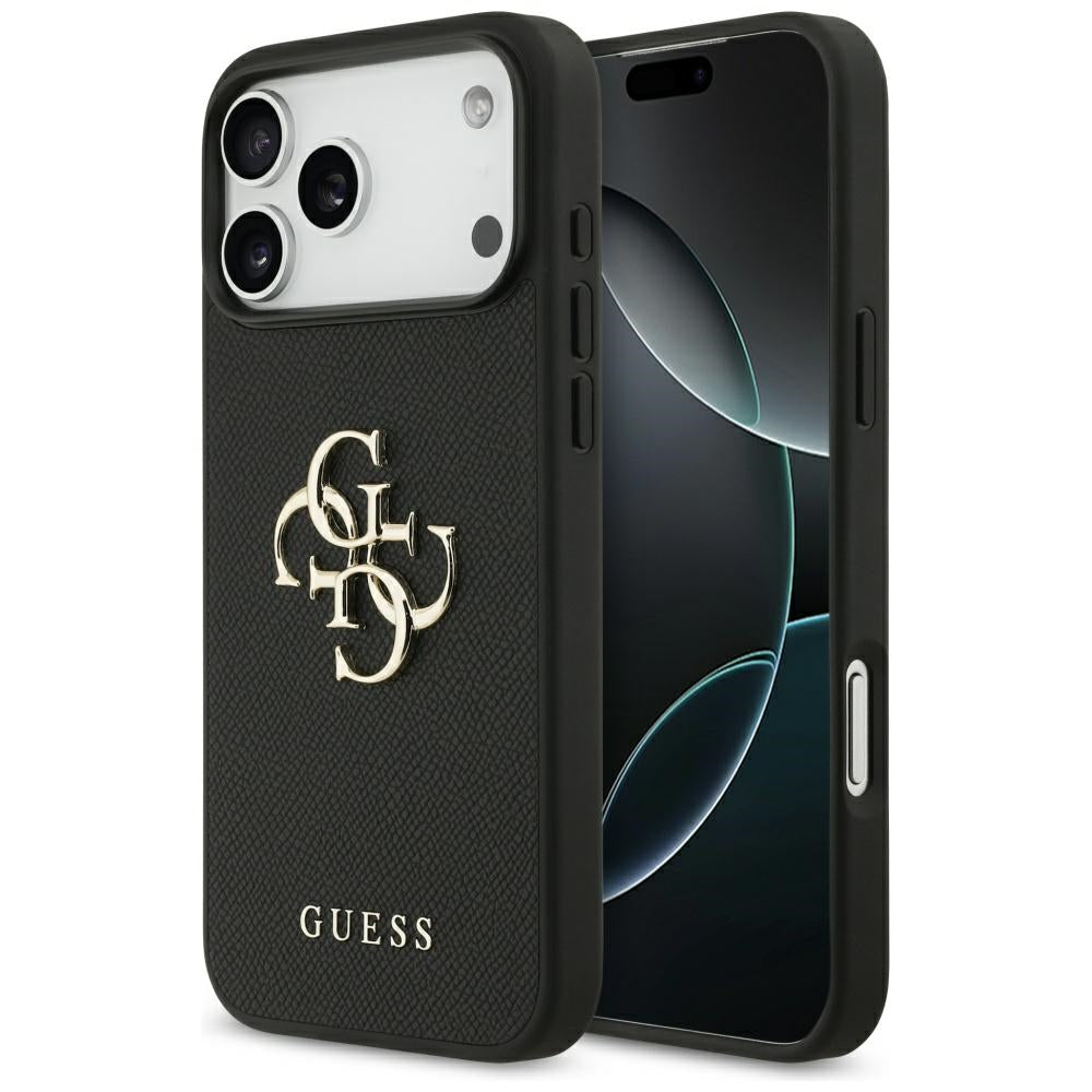 Ovitek za Apple iPhone 17 Pro Max, Guess, 4G Grained Big and Classic Logo, črn