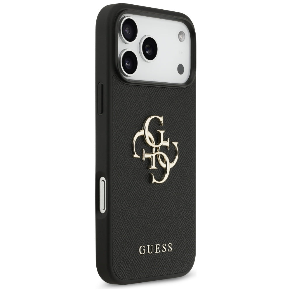Ovitek za Apple iPhone 17 Pro Max, Guess, 4G Grained Big and Classic Logo, črn
