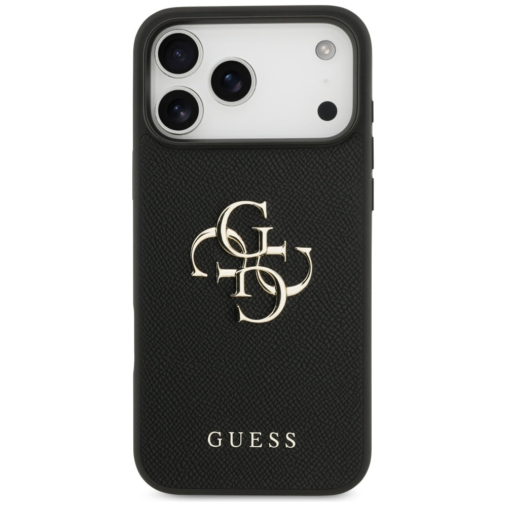 Ovitek za Apple iPhone 17 Pro Max, Guess, 4G Grained Big and Classic Logo, črn