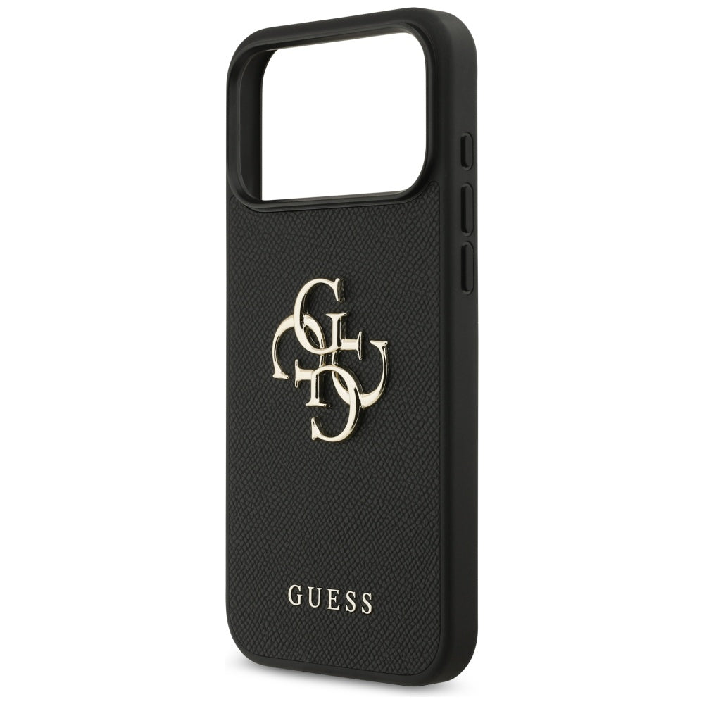 Ovitek za Apple iPhone 17 Pro Max, Guess, 4G Grained Big and Classic Logo, črn