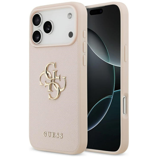 Ovitek za Apple iPhone 17 Pro Max, Guess, 4G Grained Big and Classic Logo, Roza