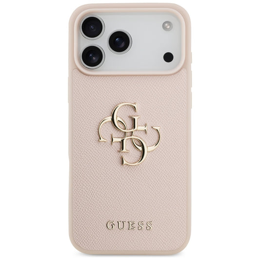 Ovitek za Apple iPhone 17 Pro Max, Guess, 4G Grained Big and Classic Logo, Roza