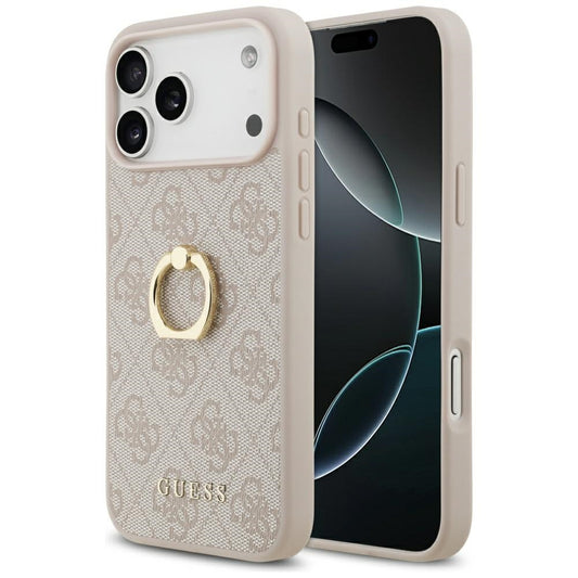 Ovitek za Apple iPhone 17 Pro Max, Guess, 4G Ring Stand, Roza