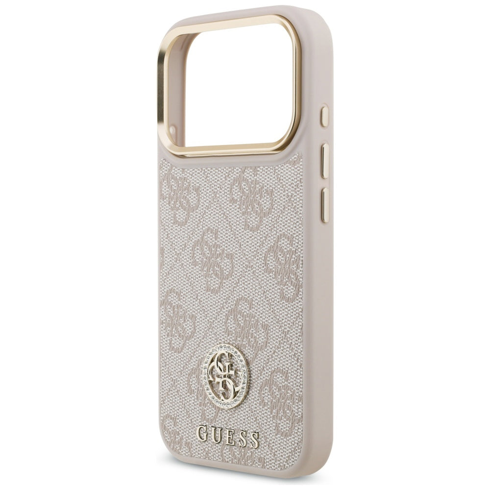 Ovitek za Apple iPhone 17 Pro Max, Guess, 4G Strass Logo and Big Strap, Roza
