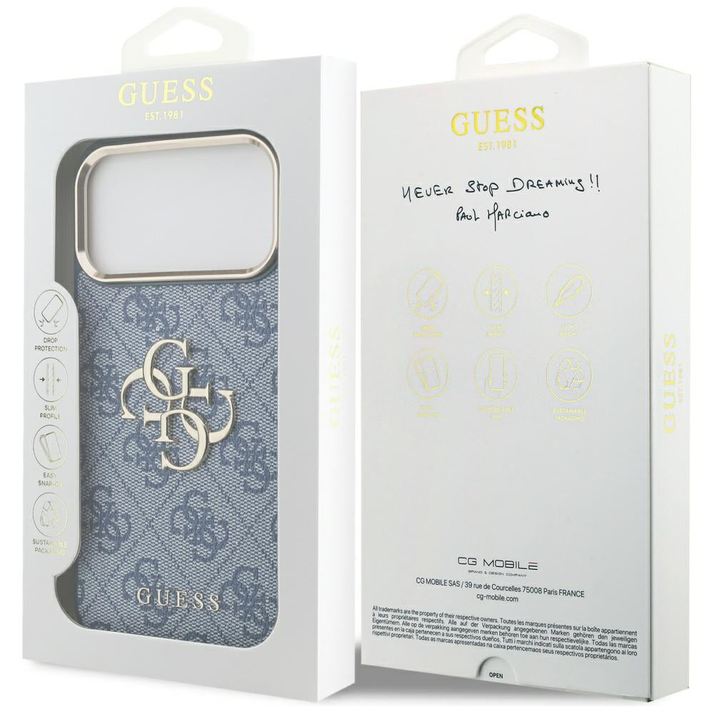 Ovitek za Apple iPhone 17 Pro Max, Guess, Big 4G Logo Classic, Zlato modra