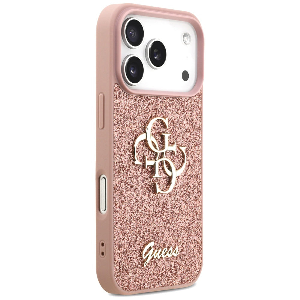 Ovitek za Apple iPhone 17 Pro Max, Guess, Fixed Glitter Big 4G, Roza