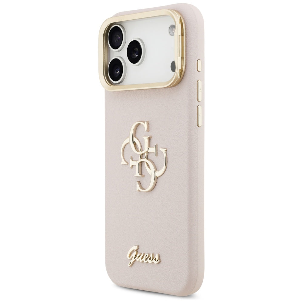 Ovitek za Apple iPhone 17 Pro Max, Guess, Grained Big 4G Stand Camera, Roza