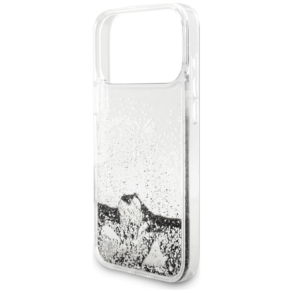 Ovitek za Apple iPhone 17 Pro Max, Guess, Liquid Glitter Charms, Srebrn