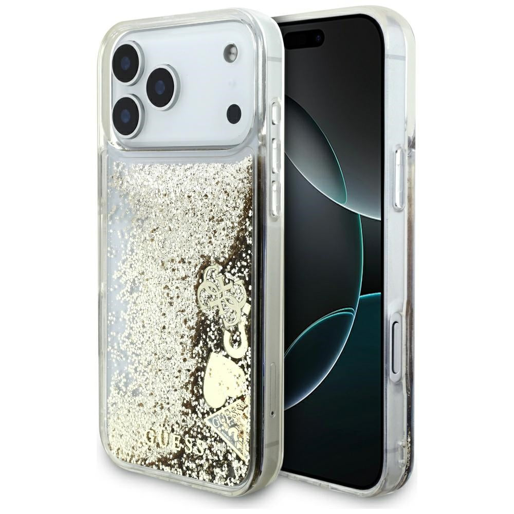 Ovitek za Apple iPhone 17 Pro Max, Guess, Liquid Glitter Charms, Zlata