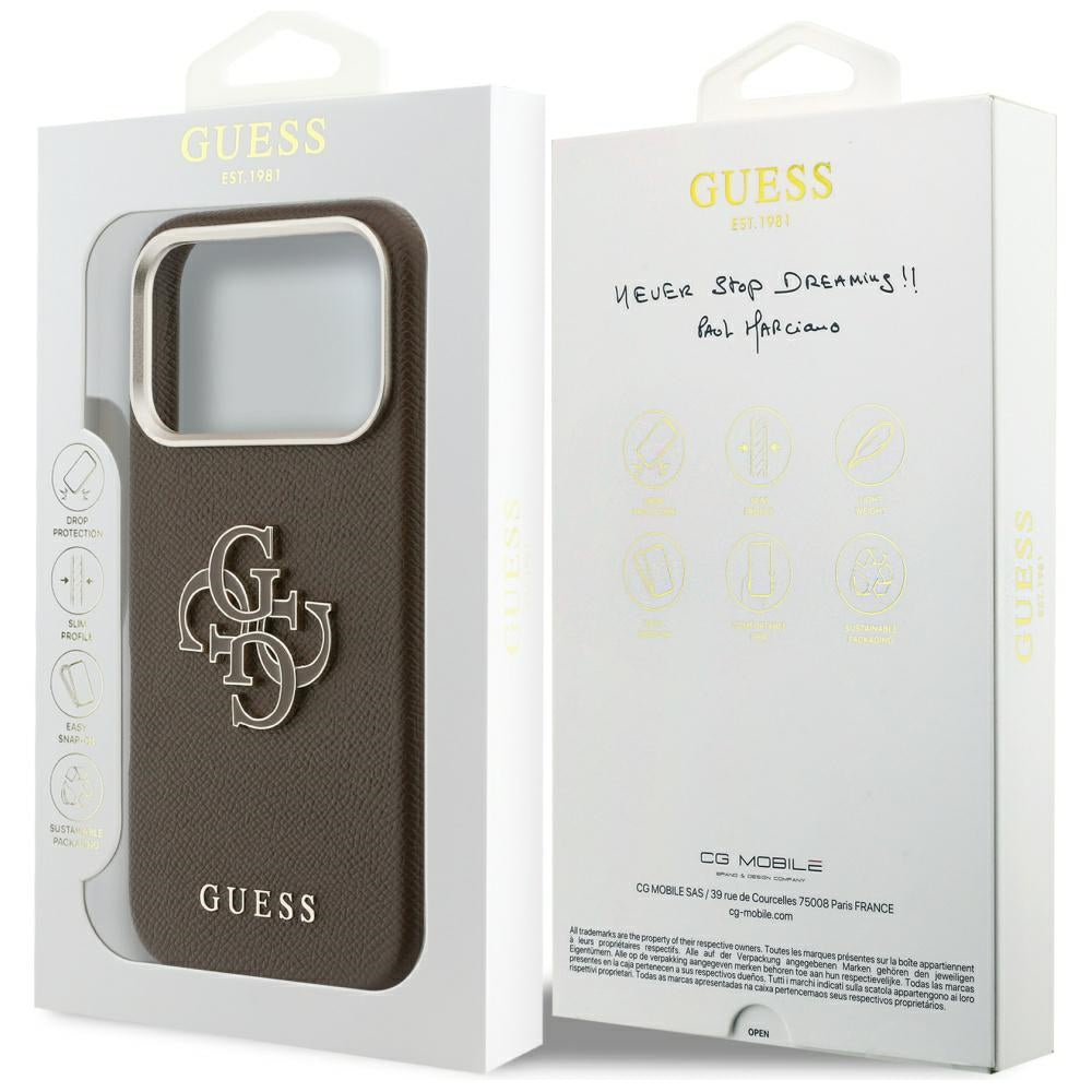 Ovitek za Apple iPhone 17 Pro Max, Guess, Resin Logo, Rjava