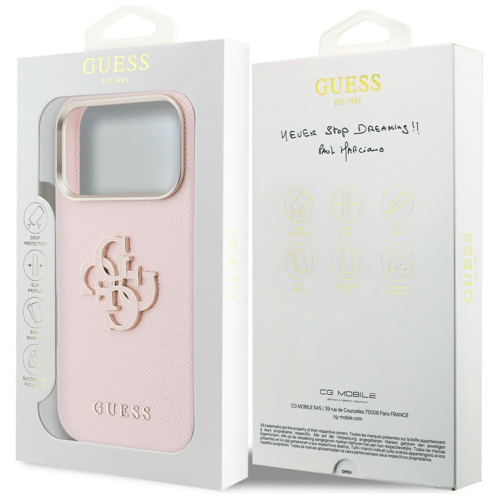 Ovitek za Apple iPhone 17 Pro Max, Guess, Resin Logo, Roza
