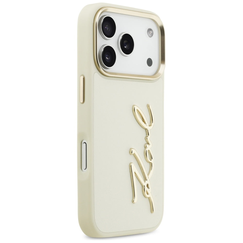 Ovitek za Apple iPhone 17 Pro Max, Karl Lagerfeld, Script Logo, Bež