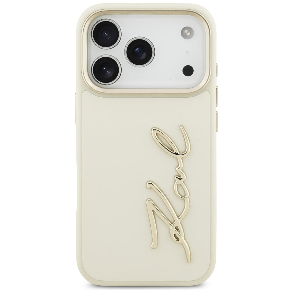 Ovitek za Apple iPhone 17 Pro Max, Karl Lagerfeld, Script Logo, Bež