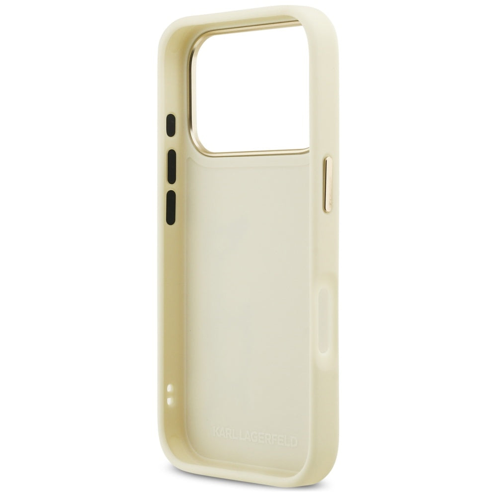 Ovitek za Apple iPhone 17 Pro Max, Karl Lagerfeld, Script Logo, Bež