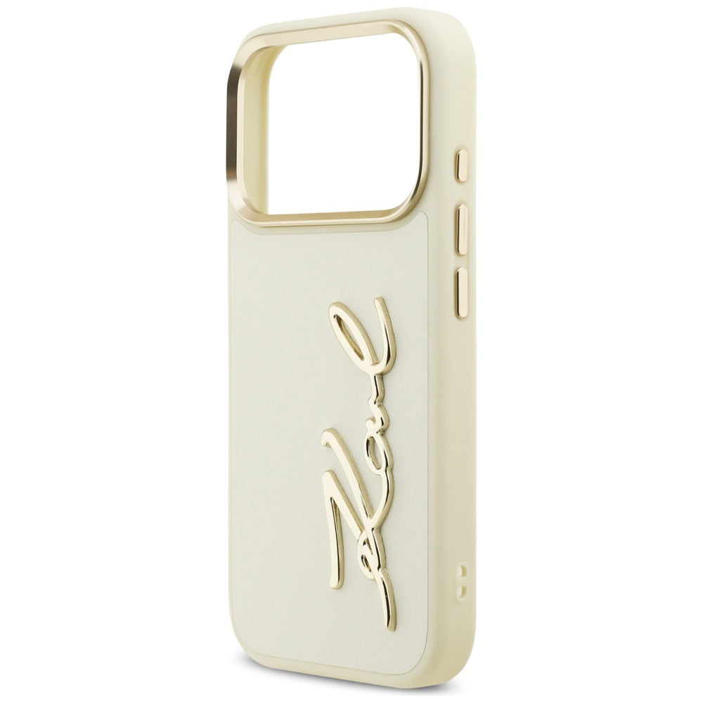 Ovitek za Apple iPhone 17 Pro Max, Karl Lagerfeld, Script Logo, Bež