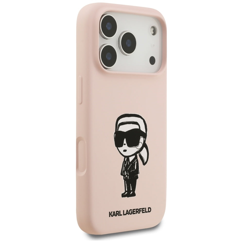 Ovitek za Apple iPhone 17 Pro Max, Karl Lagerfeld, Sketch and Logo Karl, roza