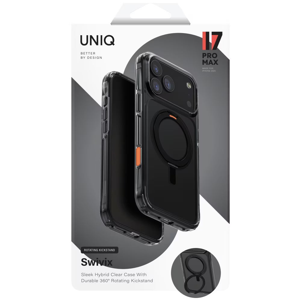 Ovitek za Apple iPhone 17 Pro Max, UNIQ, Swivix, črn