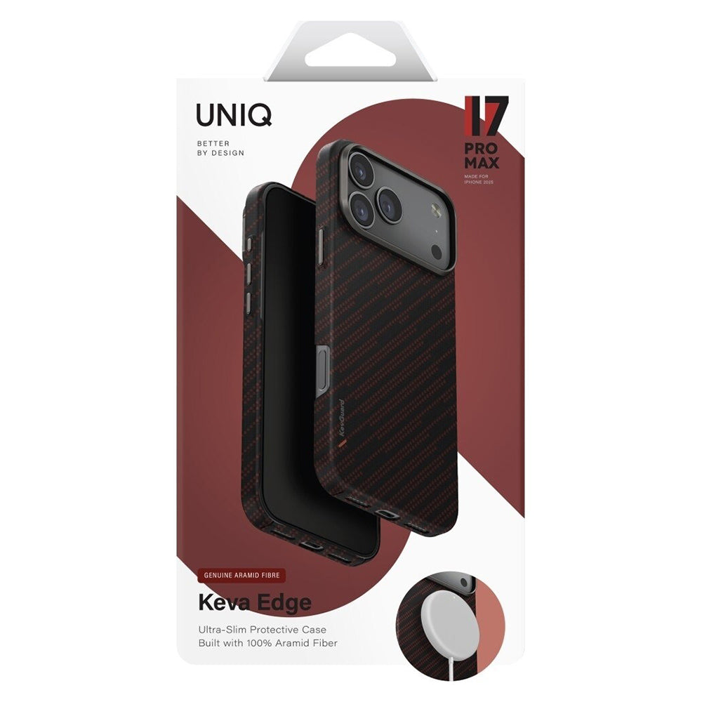 Ovitek MagSafe za Apple iPhone 17 Pro, UNIQ, Keva MagClick, Črno Rdeč
