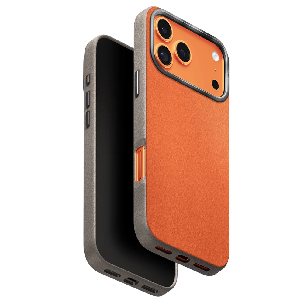 Ovitek za Apple iPhone 17 Pro, UNIQ, Lyden Leatherette, Bež Oranžna