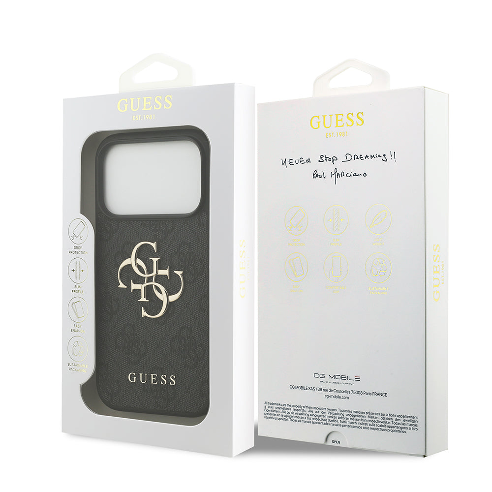 Ovitek za Apple iPhone 18 Pro / 17 Pro, Guess, 4G Big Logo, Črn