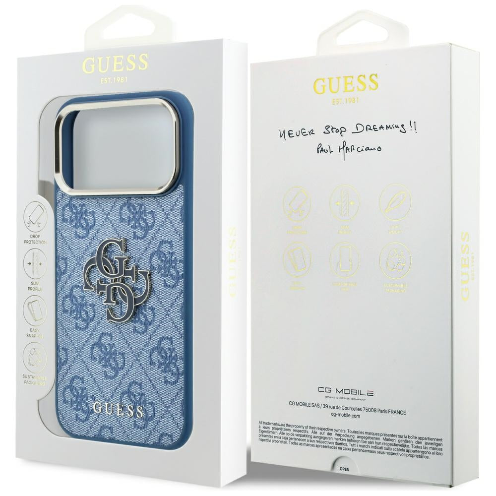 Ovitek za Apple iPhone 18 Pro / 17 Pro, Guess, 4G Big Resin Logo, Modra