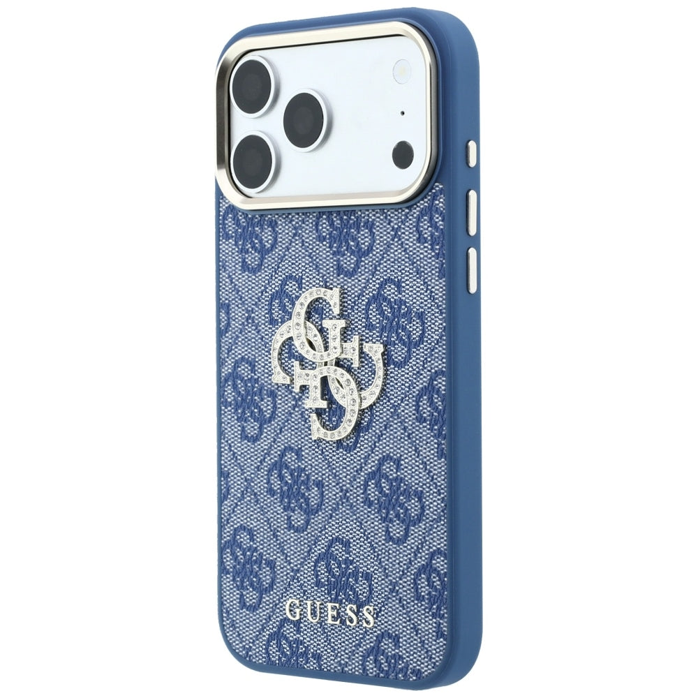 Ovitek za Apple iPhone 18 Pro / 17 Pro, Guess, 4G Big Strass Logo, Modra