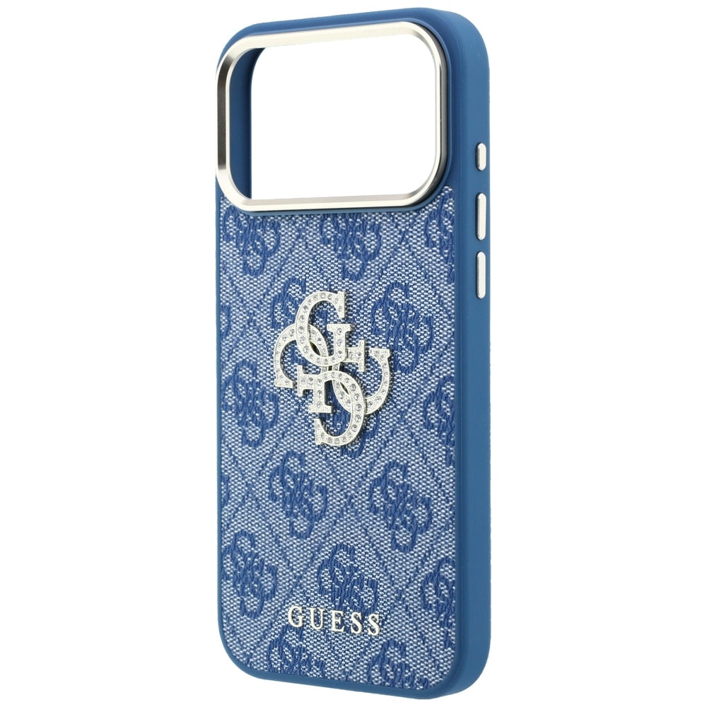 Ovitek za Apple iPhone 18 Pro / 17 Pro, Guess, 4G Big Strass Logo, Modra