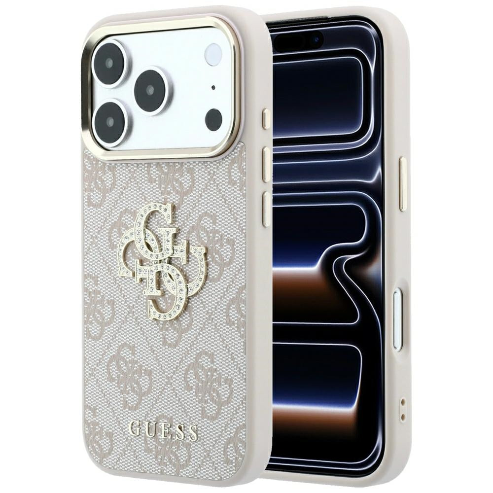 Ovitek za Apple iPhone 18 Pro / 17 Pro, Guess, 4G Big Strass Logo, Roza