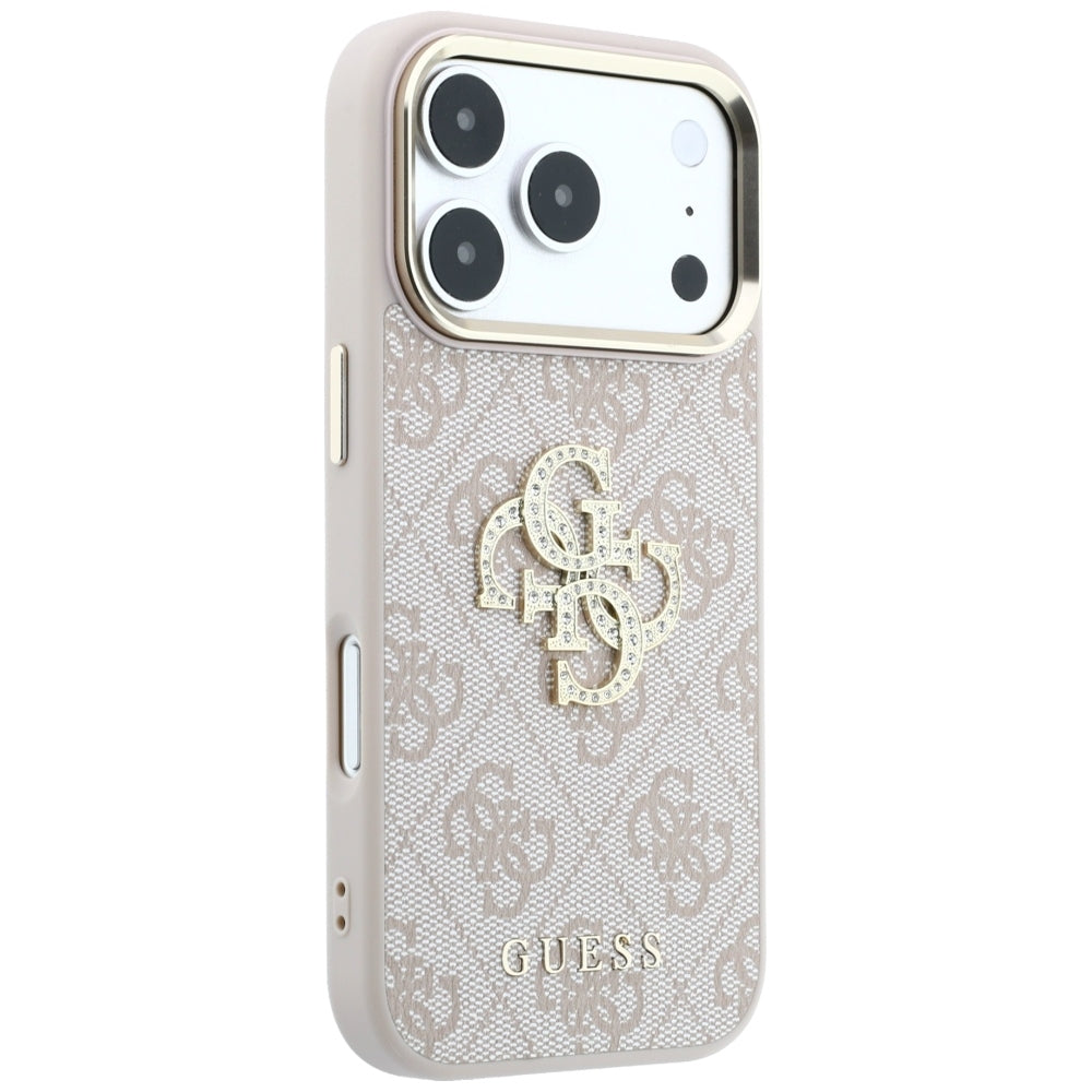 Ovitek za Apple iPhone 18 Pro / 17 Pro, Guess, 4G Big Strass Logo, Roza