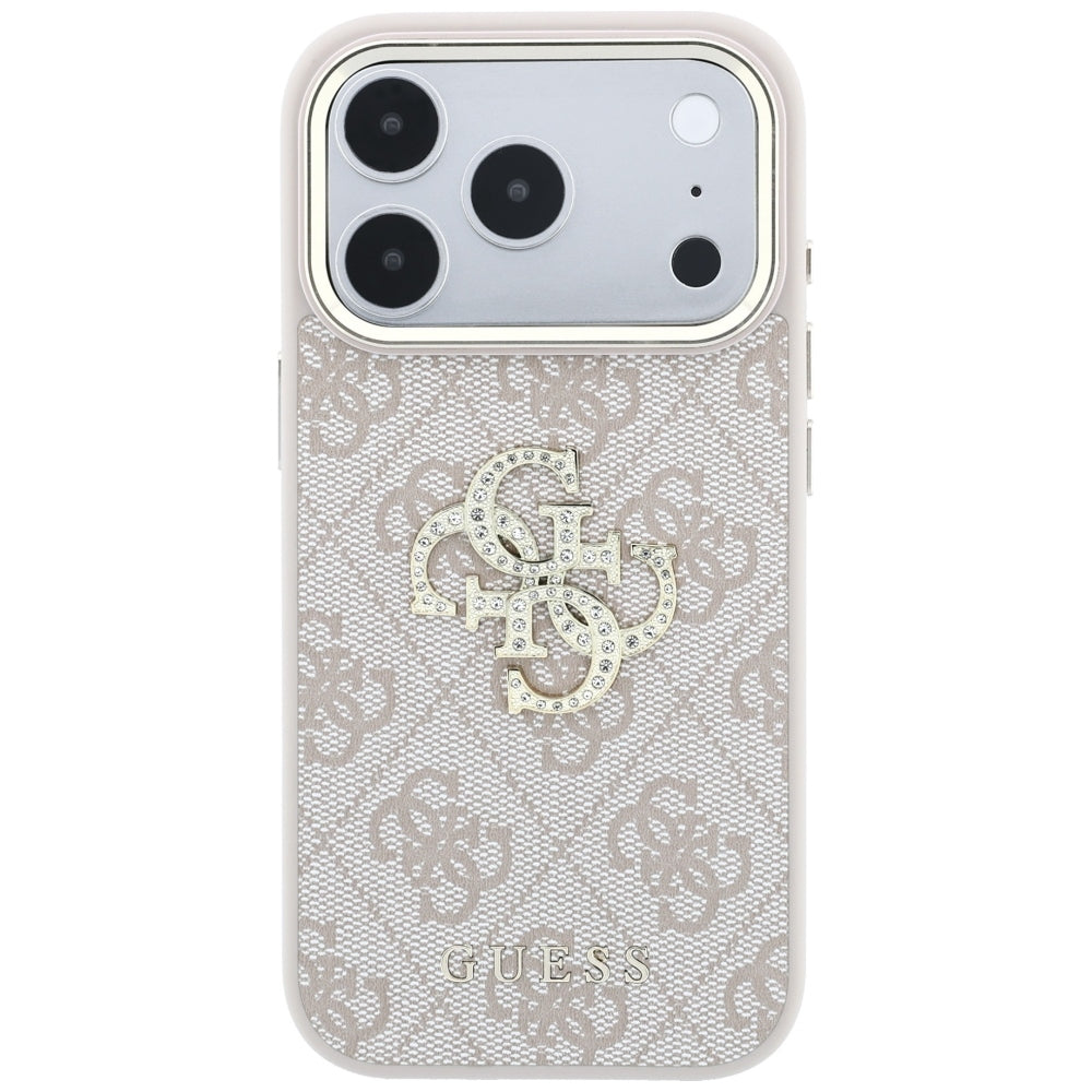 Ovitek za Apple iPhone 18 Pro / 17 Pro, Guess, 4G Big Strass Logo, Roza