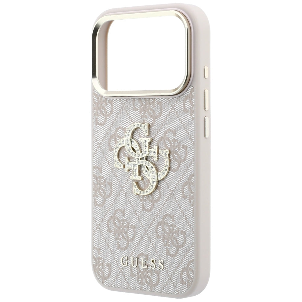 Ovitek za Apple iPhone 18 Pro / 17 Pro, Guess, 4G Big Strass Logo, Roza