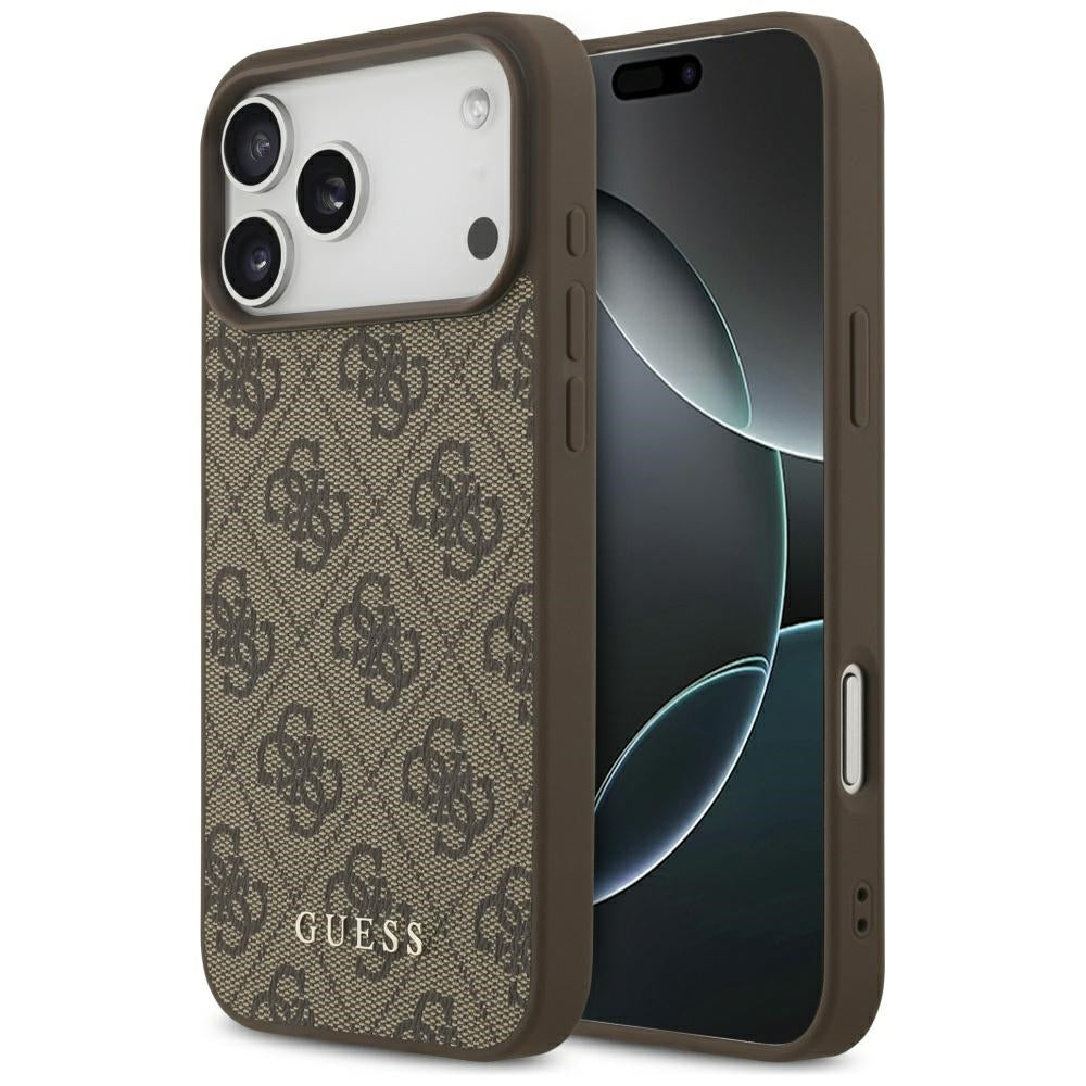 Ovitek za Apple iPhone 18 Pro / 17 Pro, Guess, 4G Classic Logo, rjav