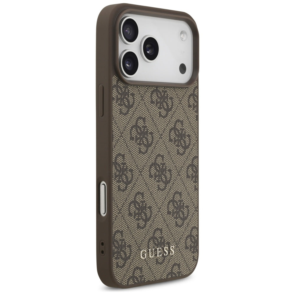Ovitek za Apple iPhone 18 Pro / 17 Pro, Guess, 4G Classic Logo, rjav