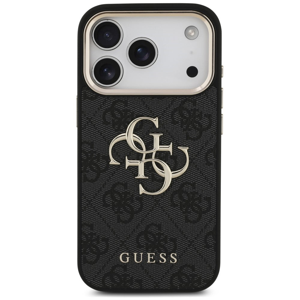 Ovitek za Apple iPhone 18 Pro / 17 Pro, Guess, 4G Classic Logo z naramničkom, Črno zlata