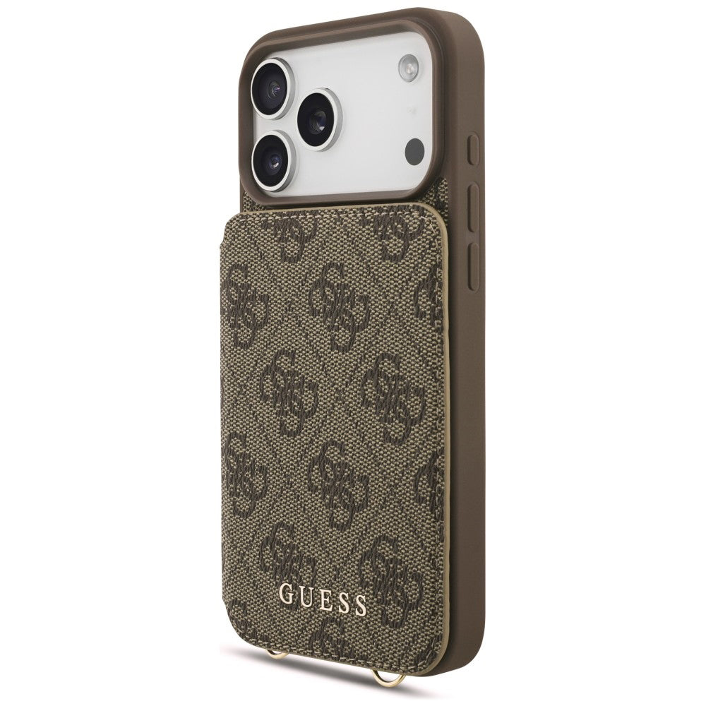 Ovitek za Apple iPhone 18 Pro / 17 Pro, Guess, 4G Crossbody Cardslot, rjav