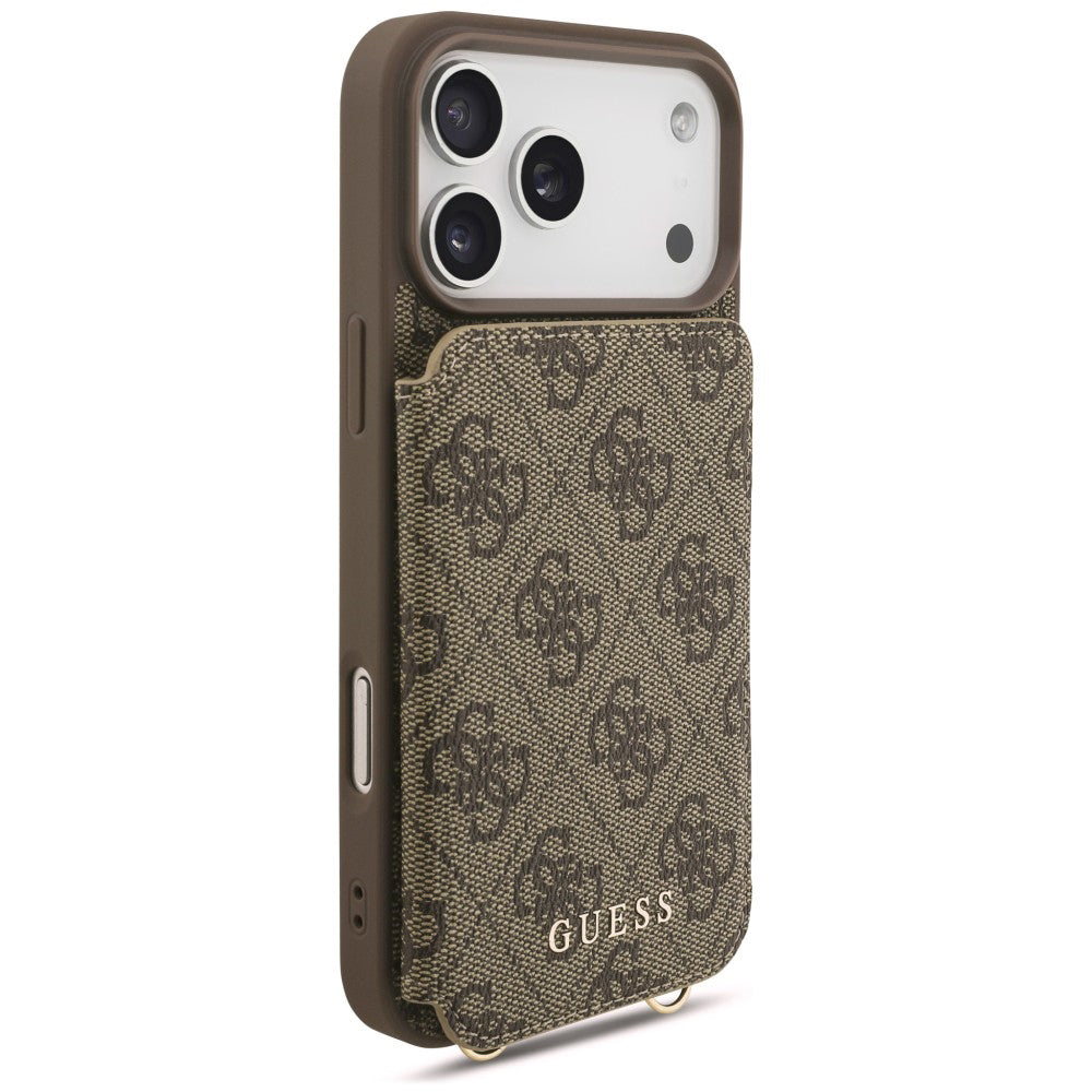 Ovitek za Apple iPhone 18 Pro / 17 Pro, Guess, 4G Crossbody Cardslot, rjav