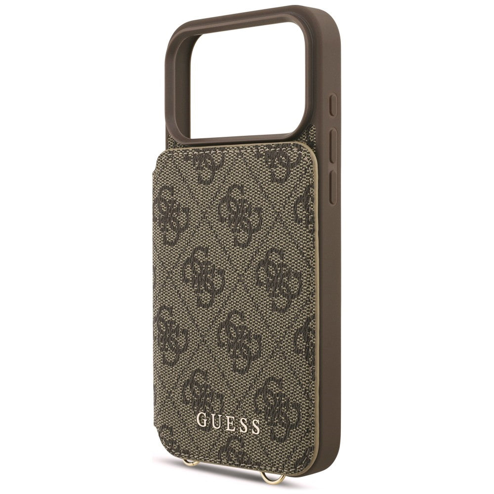 Ovitek za Apple iPhone 18 Pro / 17 Pro, Guess, 4G Crossbody Cardslot, rjav