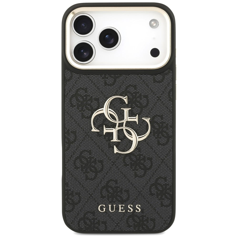 Ovitek za Apple iPhone 18 Pro / 17 Pro, Guess, Big 4G Classic Logo & Big Strap Metal Buttons, črn