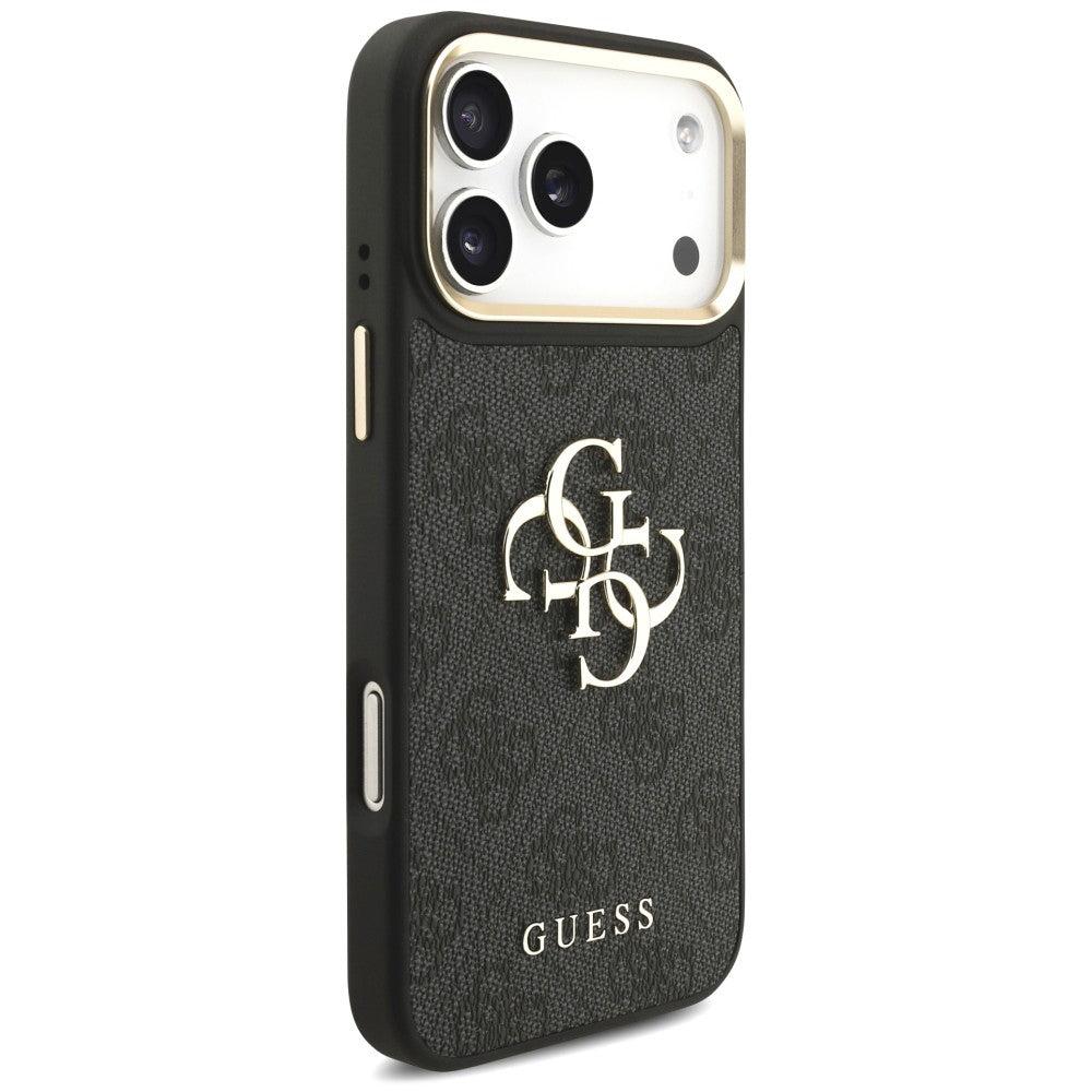 Ovitek za Apple iPhone 18 Pro / 17 Pro, Guess, Big 4G Classic Logo & Big Strap Metal Buttons, črn