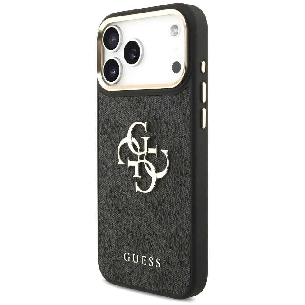 Ovitek za Apple iPhone 18 Pro / 17 Pro, Guess, Big 4G Classic Logo & Big Strap Metal Buttons, črn