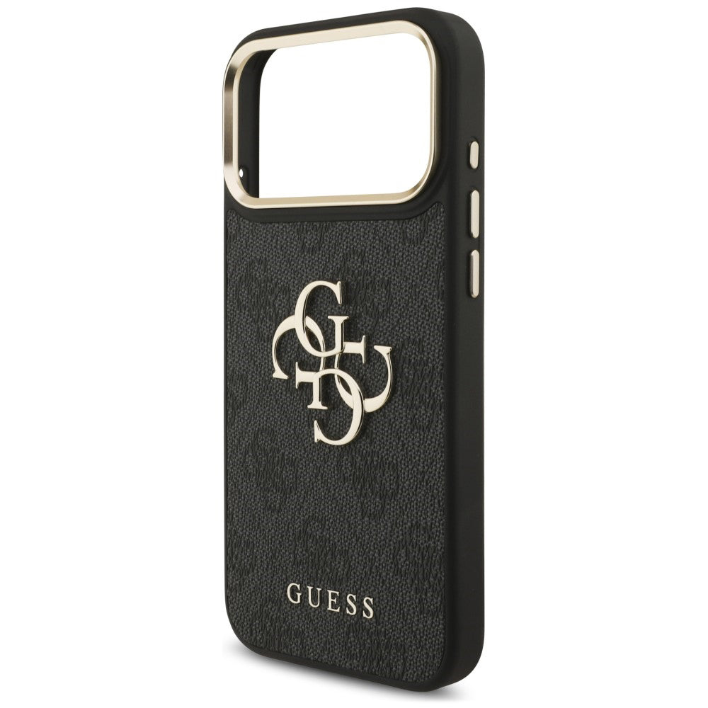 Ovitek za Apple iPhone 18 Pro / 17 Pro, Guess, Big 4G Classic Logo & Big Strap Metal Buttons, črn
