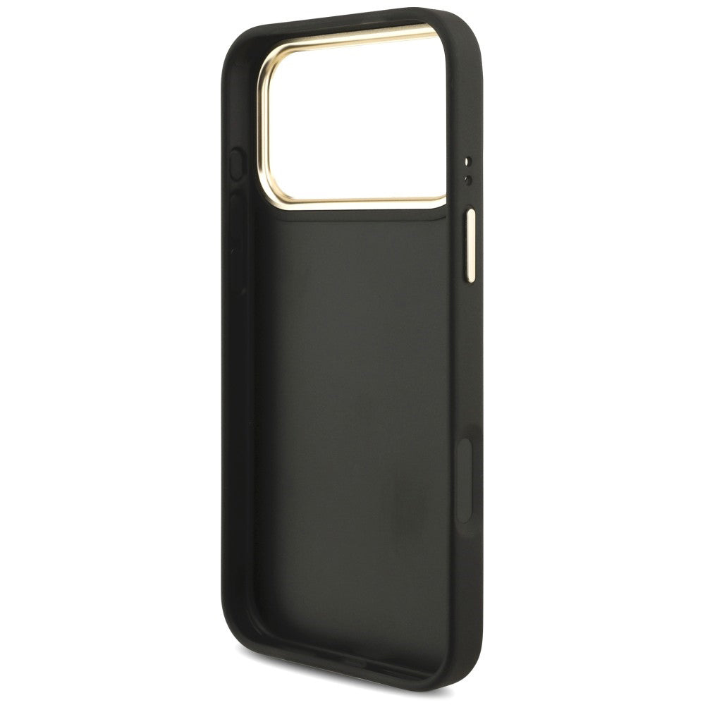 Ovitek za Apple iPhone 18 Pro / 17 Pro, Guess, Big 4G Classic Logo & Big Strap Metal Buttons, črn
