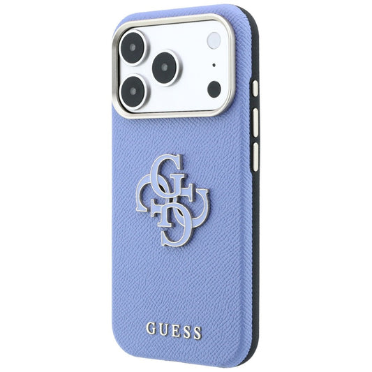 Ovitek za Apple iPhone 18 Pro / 17 Pro, Guess, zrnati veliki smolasti logotip, modra