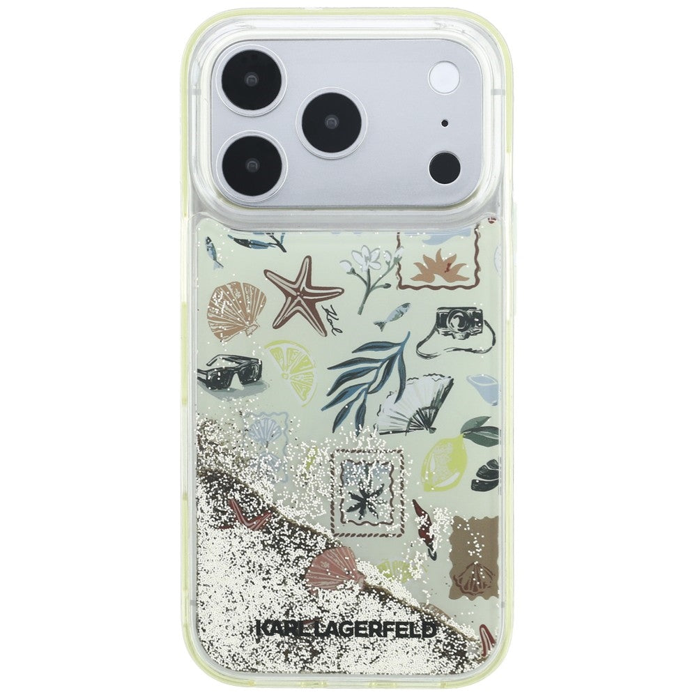Ovitek za Apple iPhone 18 Pro / 17 Pro, Karl Lagerfeld, Liquid Glitter Beach and Sand, bež