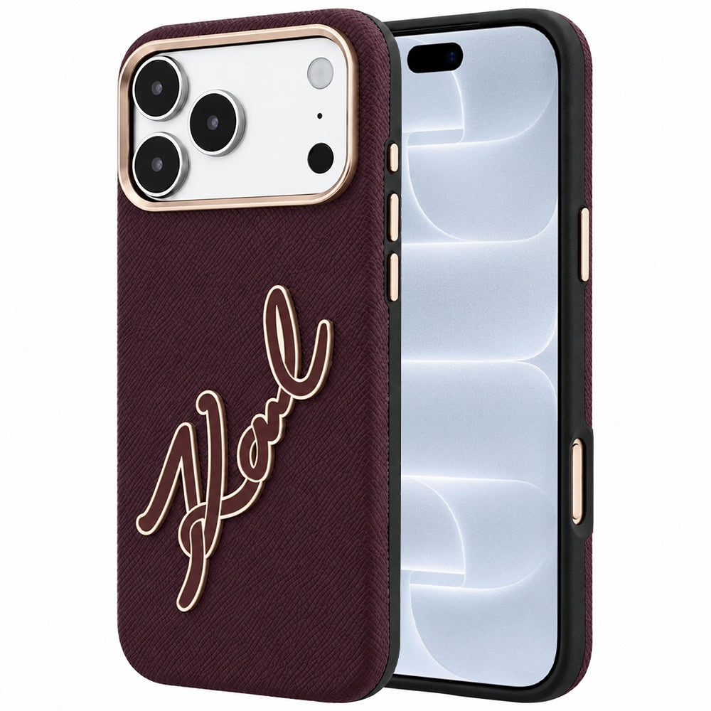 Ovitek za Apple iPhone 18 Pro / 17 Pro, Karl Lagerfeld, Gladek Velik Smolnat Logotip, Vijoličen