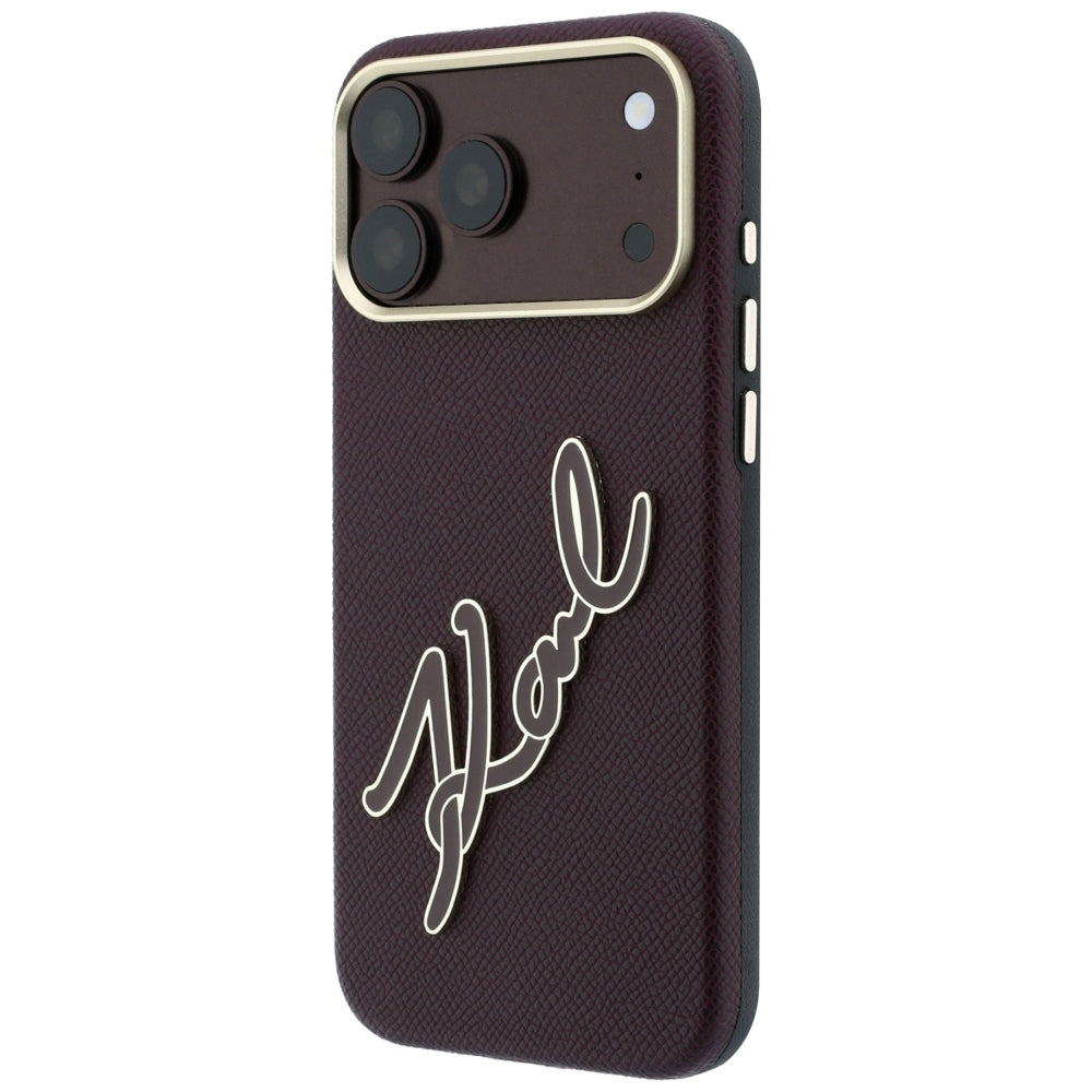 Ovitek za Apple iPhone 18 Pro / 17 Pro, Karl Lagerfeld, Gladek Velik Smolnat Logotip, Vijoličen